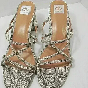 Dolce Vita women sandal sz 10 snake print strappy chunky blocked heel tan padded